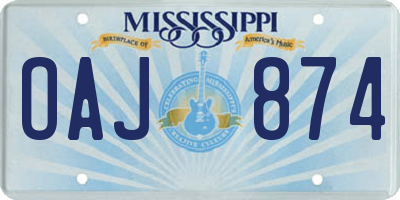 MS license plate OAJ874