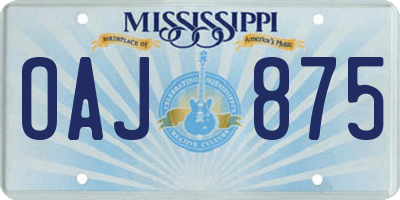 MS license plate OAJ875