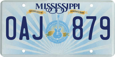 MS license plate OAJ879