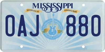 MS license plate OAJ880