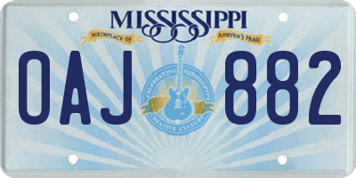 MS license plate OAJ882
