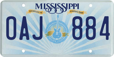 MS license plate OAJ884