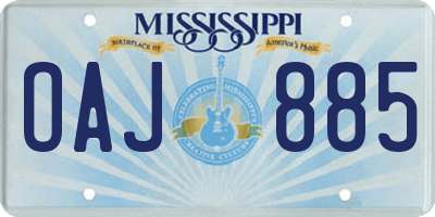 MS license plate OAJ885