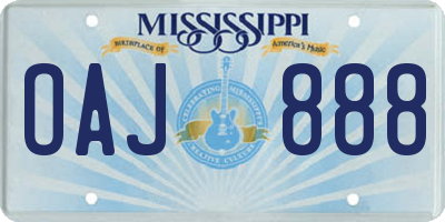 MS license plate OAJ888