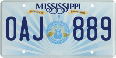 MS license plate OAJ889