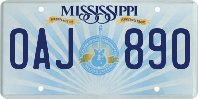MS license plate OAJ890