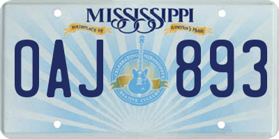 MS license plate OAJ893