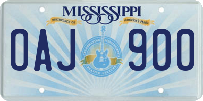 MS license plate OAJ900