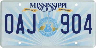 MS license plate OAJ904