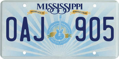 MS license plate OAJ905