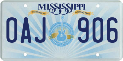 MS license plate OAJ906