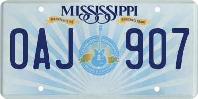 MS license plate OAJ907