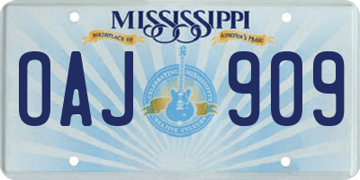 MS license plate OAJ909