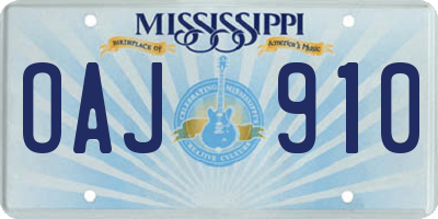 MS license plate OAJ910