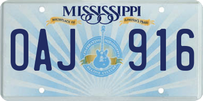MS license plate OAJ916