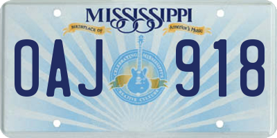 MS license plate OAJ918