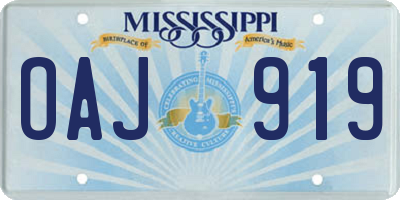MS license plate OAJ919