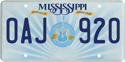 MS license plate OAJ920