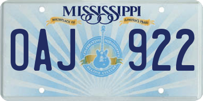 MS license plate OAJ922