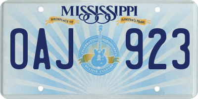 MS license plate OAJ923