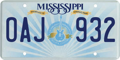 MS license plate OAJ932