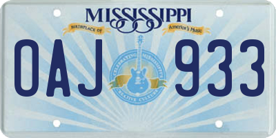 MS license plate OAJ933