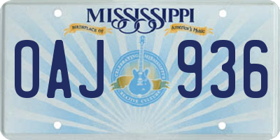 MS license plate OAJ936