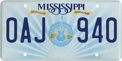 MS license plate OAJ940