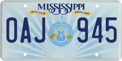 MS license plate OAJ945