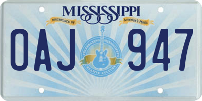 MS license plate OAJ947