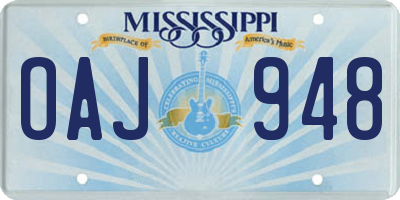 MS license plate OAJ948
