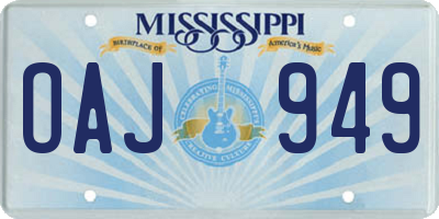MS license plate OAJ949