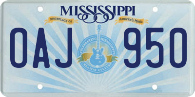 MS license plate OAJ950