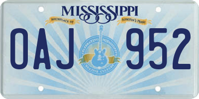 MS license plate OAJ952