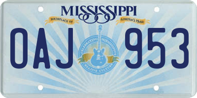 MS license plate OAJ953