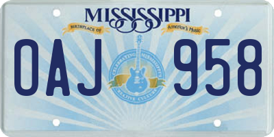 MS license plate OAJ958