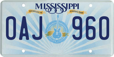 MS license plate OAJ960