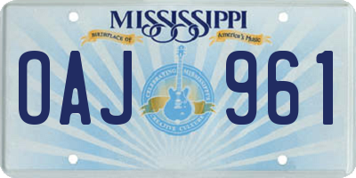 MS license plate OAJ961