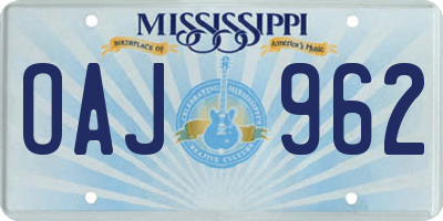 MS license plate OAJ962