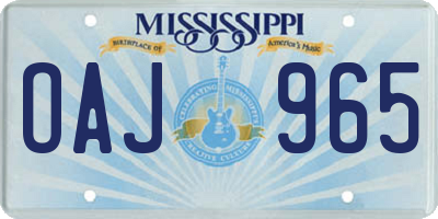 MS license plate OAJ965