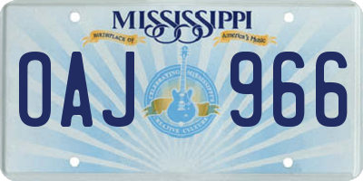 MS license plate OAJ966