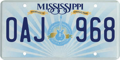 MS license plate OAJ968