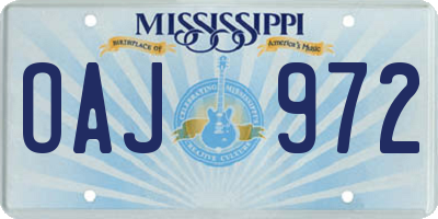 MS license plate OAJ972