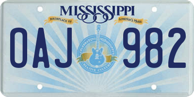 MS license plate OAJ982