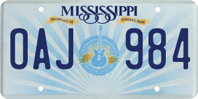 MS license plate OAJ984