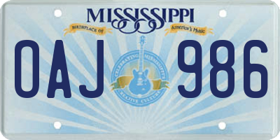 MS license plate OAJ986