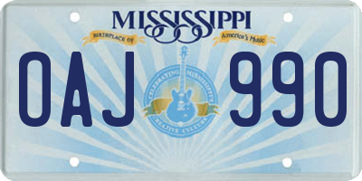 MS license plate OAJ990