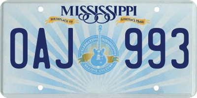 MS license plate OAJ993