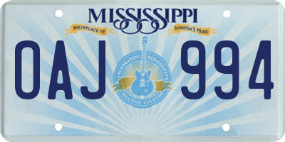 MS license plate OAJ994