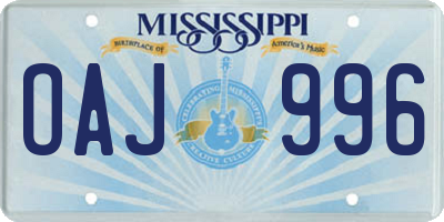 MS license plate OAJ996